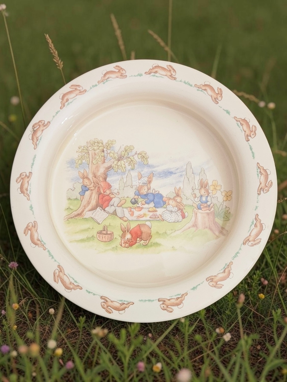 Royal Doulton Bunnykins Bowl Picnic Scene 1954-1958 Earthenware England